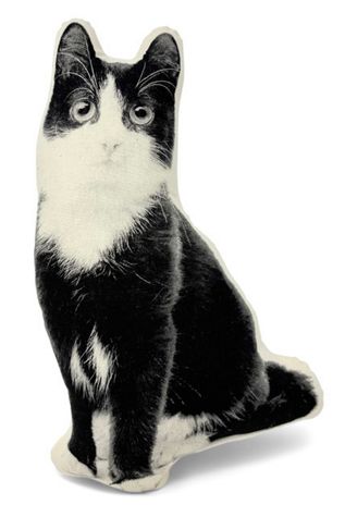 Broderpress Black and White Kitten Pillow