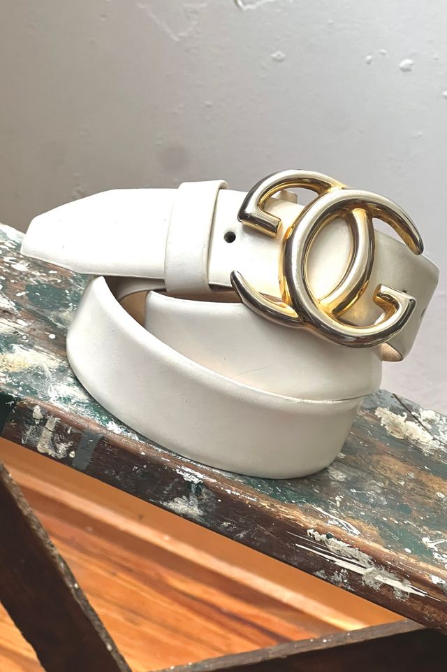 Vintage Gucci Leather White Belt and Logo Buckle Selected by Anna Corinna #2