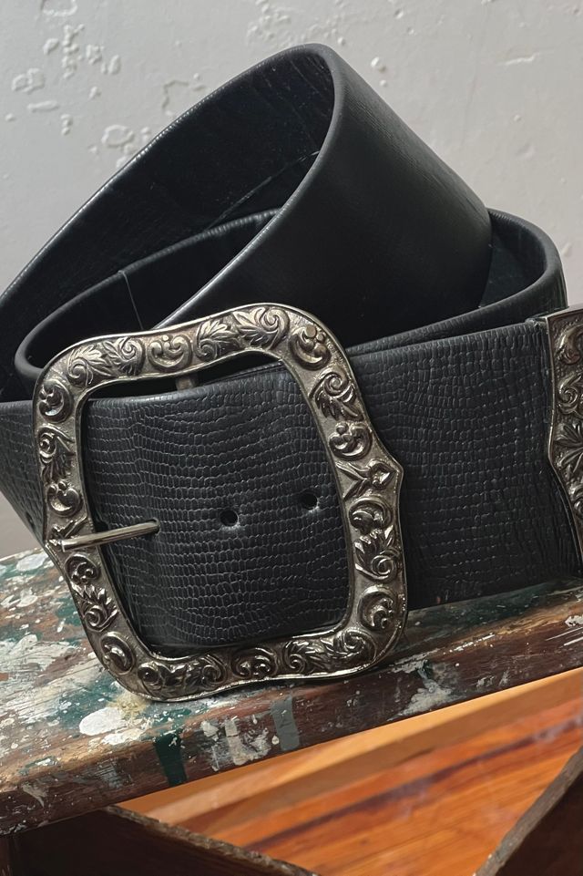 Vintage Maxi Leather Belt and Silvertone Buckle Selected by Anna Corinna #1