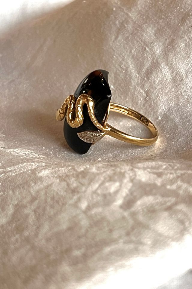 Vintage 14K Gold Snake and Onyx Ring  Selected by Anna Corinna #3