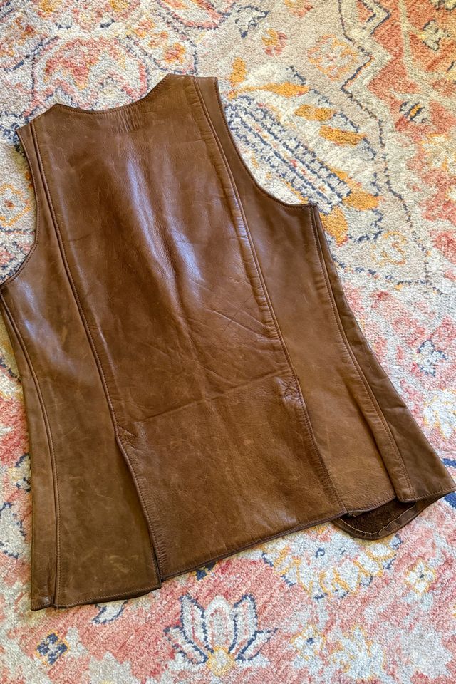Vintage 1970s Magical Leather and Suede Tooled Vest Selected by Two Vintage Twins #3