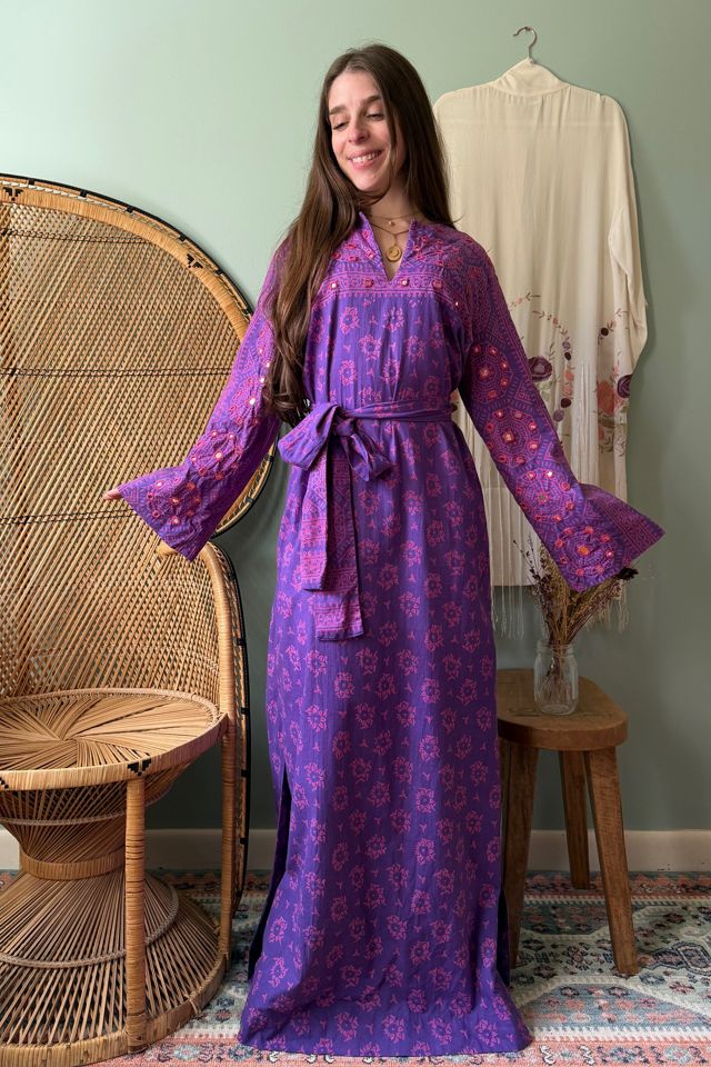 Vintage 1970s Boho Purple Mirrored Caftan Maxi Dress Selected by Two Vintage Twins #1