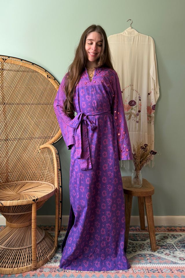 Vintage 1970s Boho Purple Mirrored Caftan Maxi Dress Selected by Two Vintage Twins #2