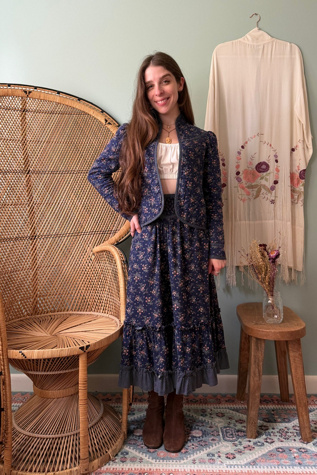 Vintage 1970s Gunne Sax Floral Prairie Jacket & Skirt Set Selected by Two Vintage Twins