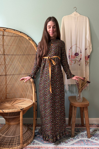 Vintage 1960s Ditsy Floral Empire Waist Maxi Dress Selected by Two Vintage Twins