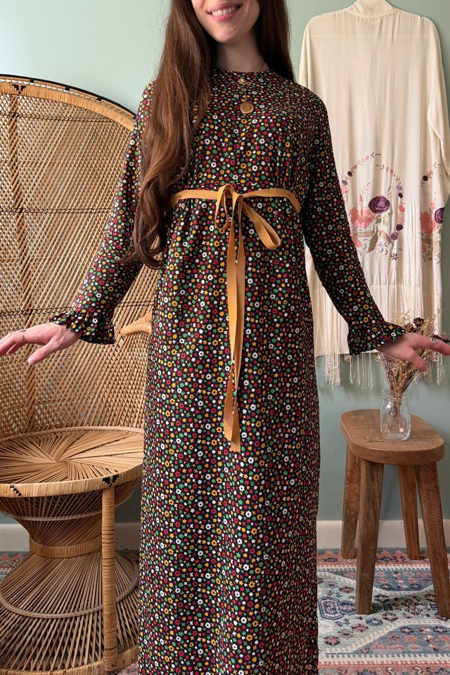 Vintage 1960s Ditsy Floral Empire Waist Maxi Dress Selected by Two Vintage Twins #1