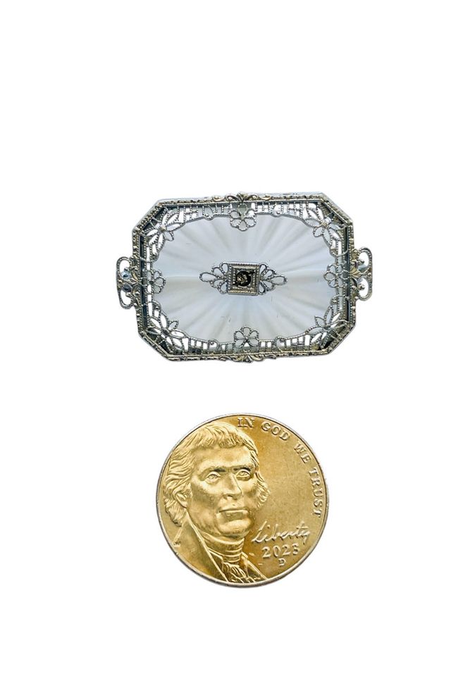 Vintage Deco Camphor Glass Pin Selected by FernMercantile #1