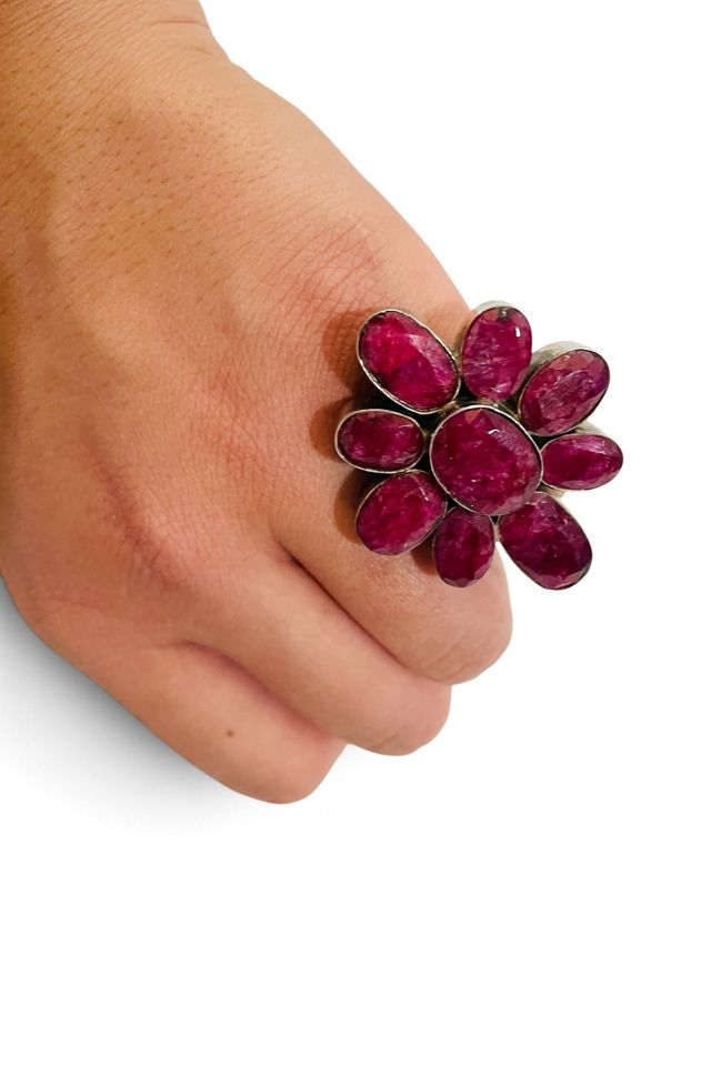 Indian Cluster Ruby Ring Selected by FernMercantile #1
