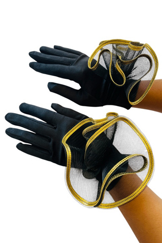 Vintage 1980's Black and Gold Evening Gloves Selected by FernMercantile