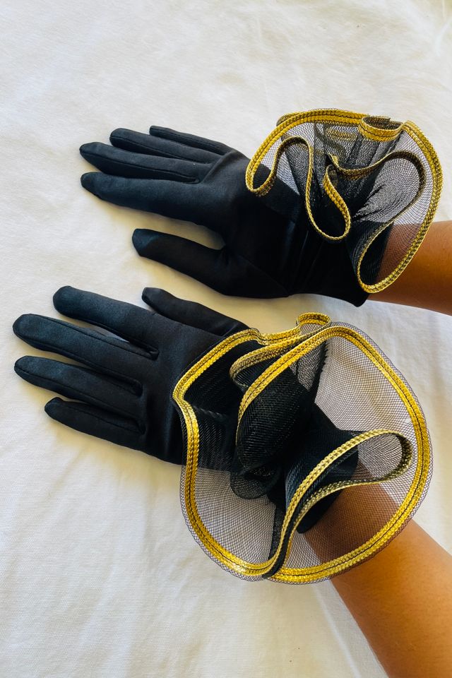 Vintage 1980's Black and Gold Evening Gloves Selected by FernMercantile #3
