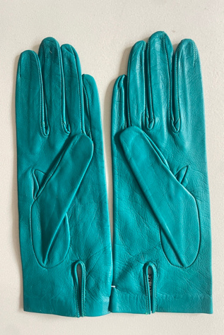 Vintage Teal Kid Leather Gloves Selected by The Curatorial Dept.