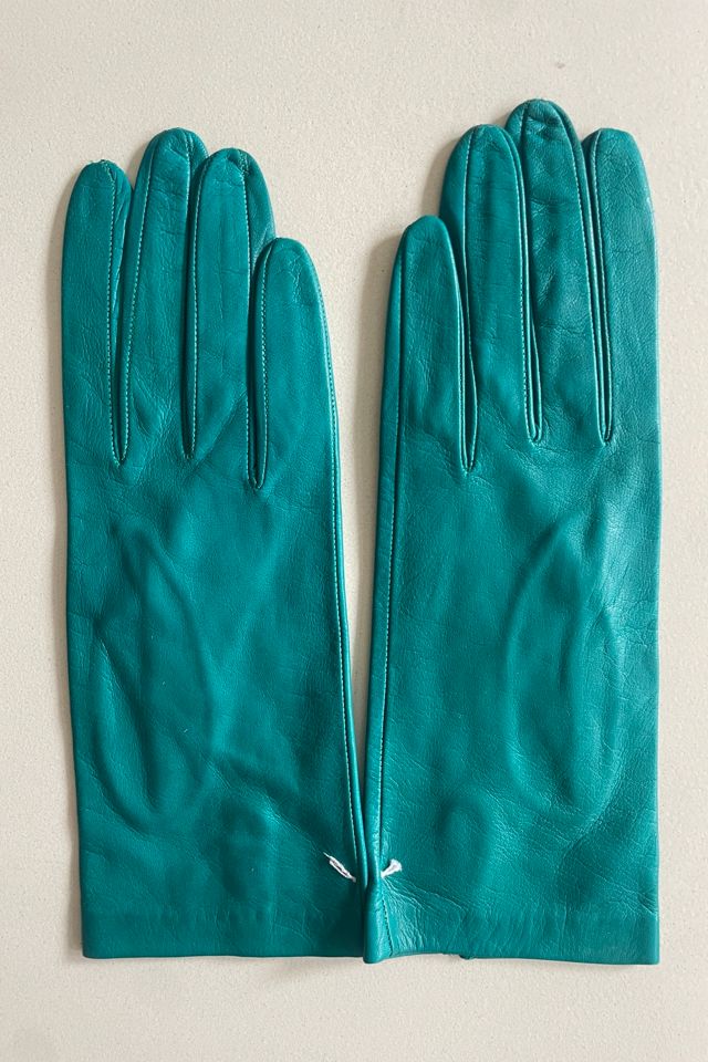Vintage Teal Kid Leather Gloves Selected by The Curatorial Dept. #1
