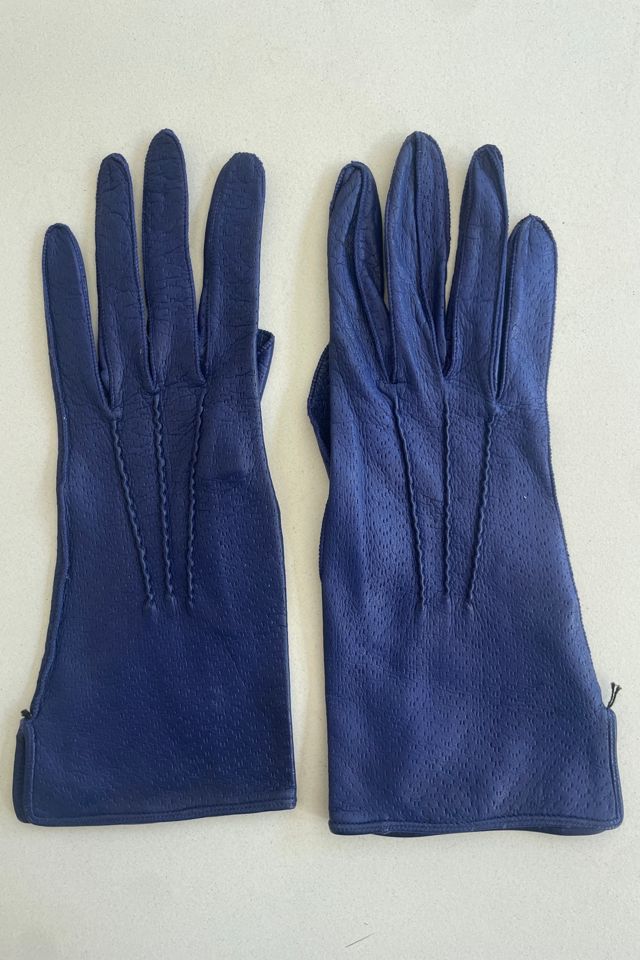 Vintage Royal Blue Leather Gloves Selected by The Curatorial Dept. #1