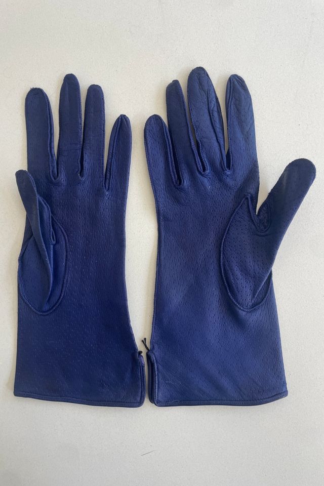 Vintage Royal Blue Leather Gloves Selected by The Curatorial Dept. #2