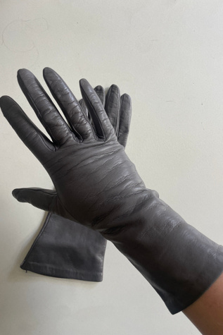 Vintage Gray Kid Leather Gloves Selected by The Curatorial Dept.