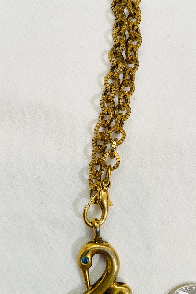 Vintage 1970's Swan Magnifying Pendant Necklace Selected By FernMercantile #3