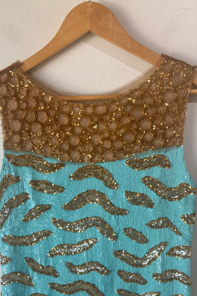 Vintage Blumarine Aqua & Gold Embellished Sequin DressSelected by The Curatorial Dept. #1