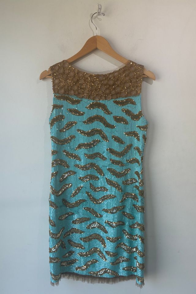 Vintage Blumarine Aqua & Gold Embellished Sequin DressSelected by The Curatorial Dept. #2