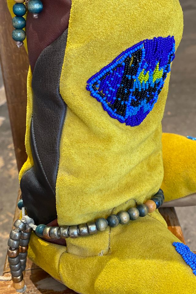 Vintage Yellow Suede Beaded Boots Selected by The Curatorial Dept. #1
