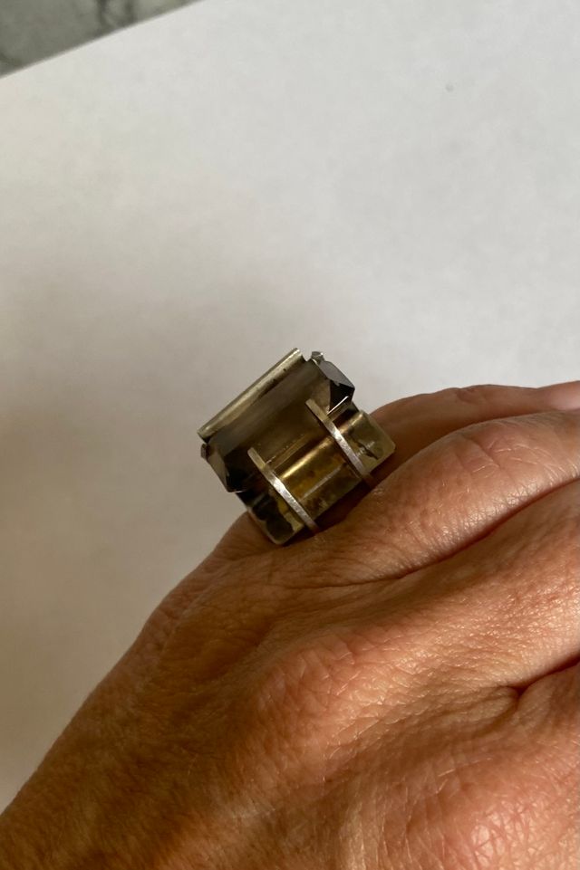 Vintage Modernist Architectural Smoky Topaz Ring Selected by The Curatorial Dept. #1