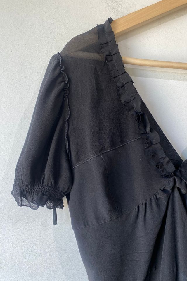 Archival Miu Miu Black Silk Crêpe Ruffled Midi Dress Selected by The Curatorial Dept. #1