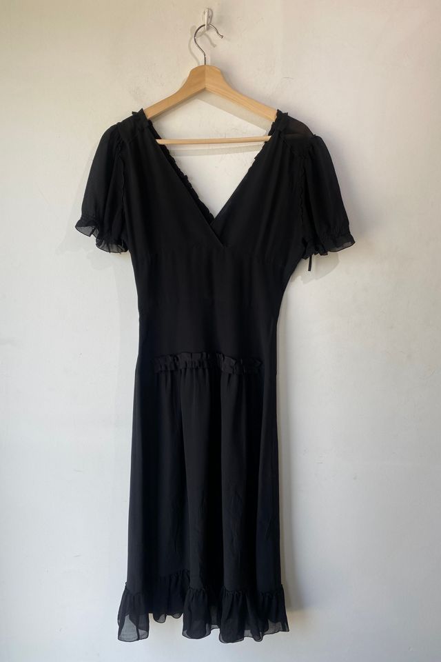 Archival Miu Miu Black Silk Crêpe Ruffled Midi Dress Selected by The Curatorial Dept. #2
