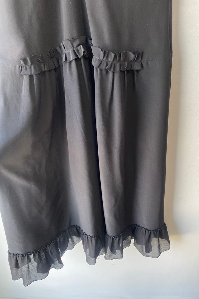 Archival Miu Miu Black Silk Crêpe Ruffled Midi Dress Selected by The Curatorial Dept. #3