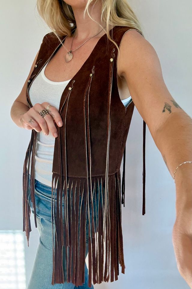 Vintage Brown Suede Fringe Vest Selected by Wax Plant #1