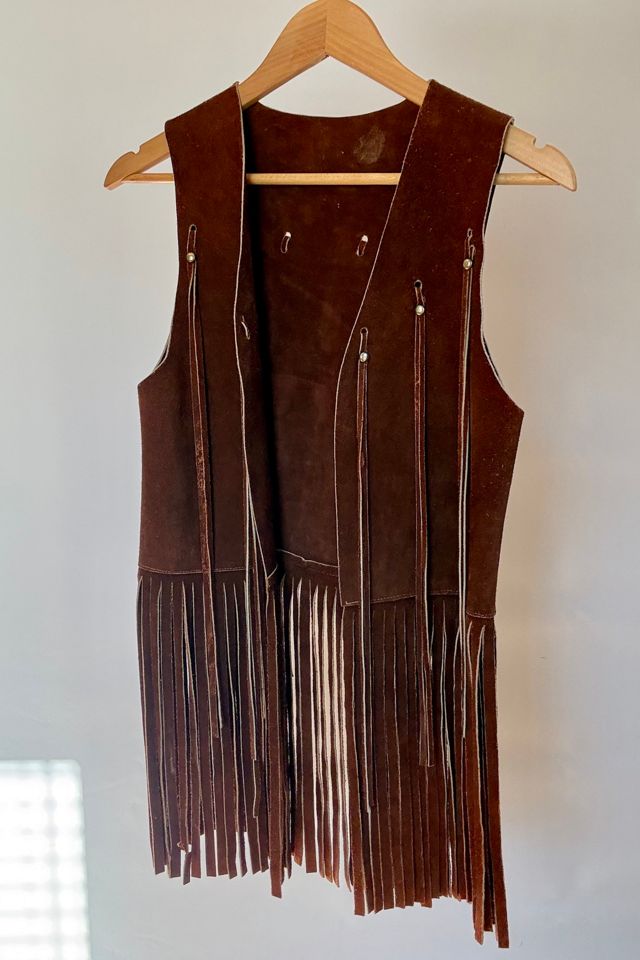 Vintage Brown Suede Fringe Vest Selected by Wax Plant #2