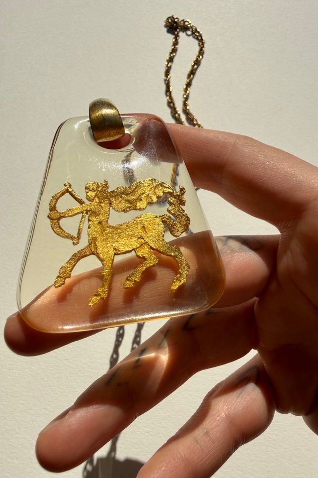 Gold Sagittarius Pendant Necklace Selected by Wax Plant #1