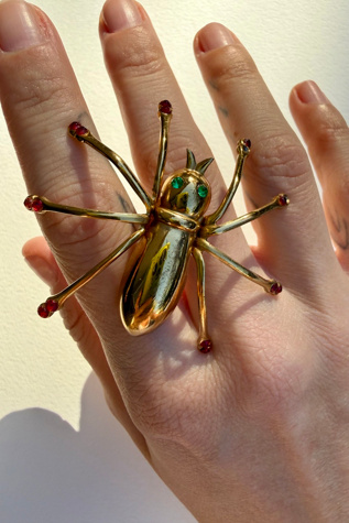 Gold Rhinestone Spider Brooch Selected by Wax Plant