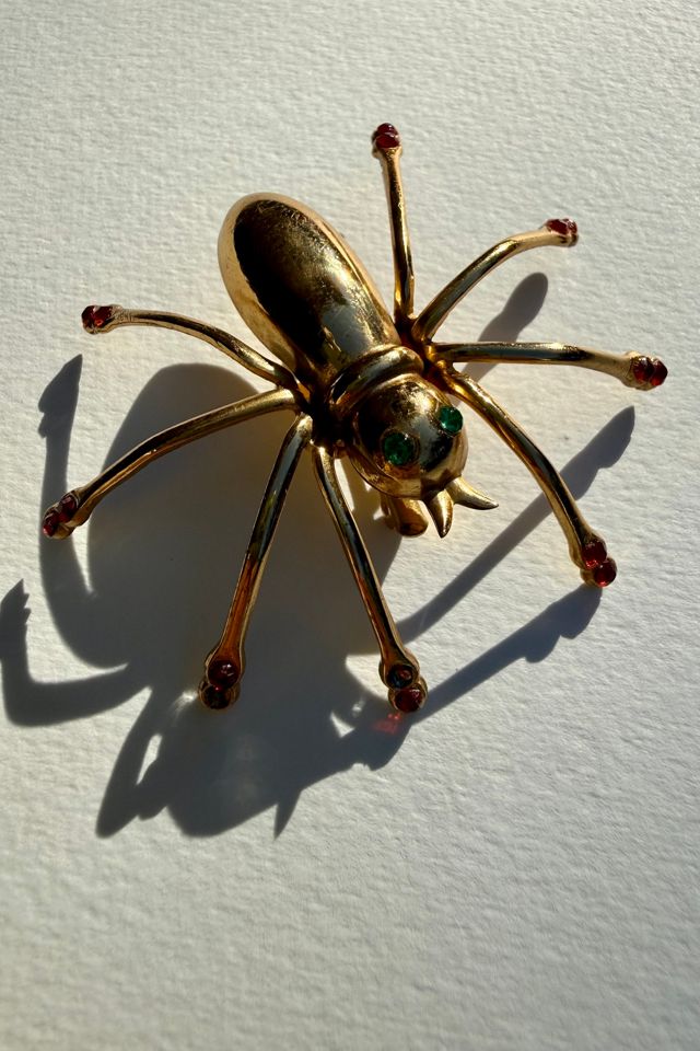 Gold Rhinestone Spider Brooch Selected by Wax Plant #1