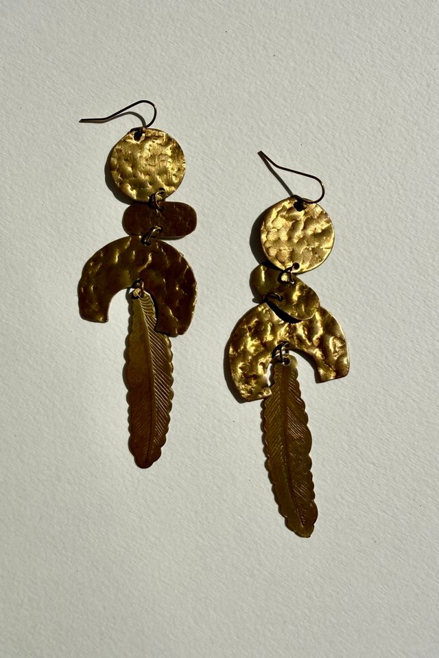 Hammered Brass Dangle Earrings Selected by Wax Plant #1