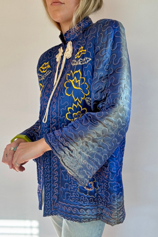 Vintage Blue Floral Quilted Jacket Selected by Wax Plant