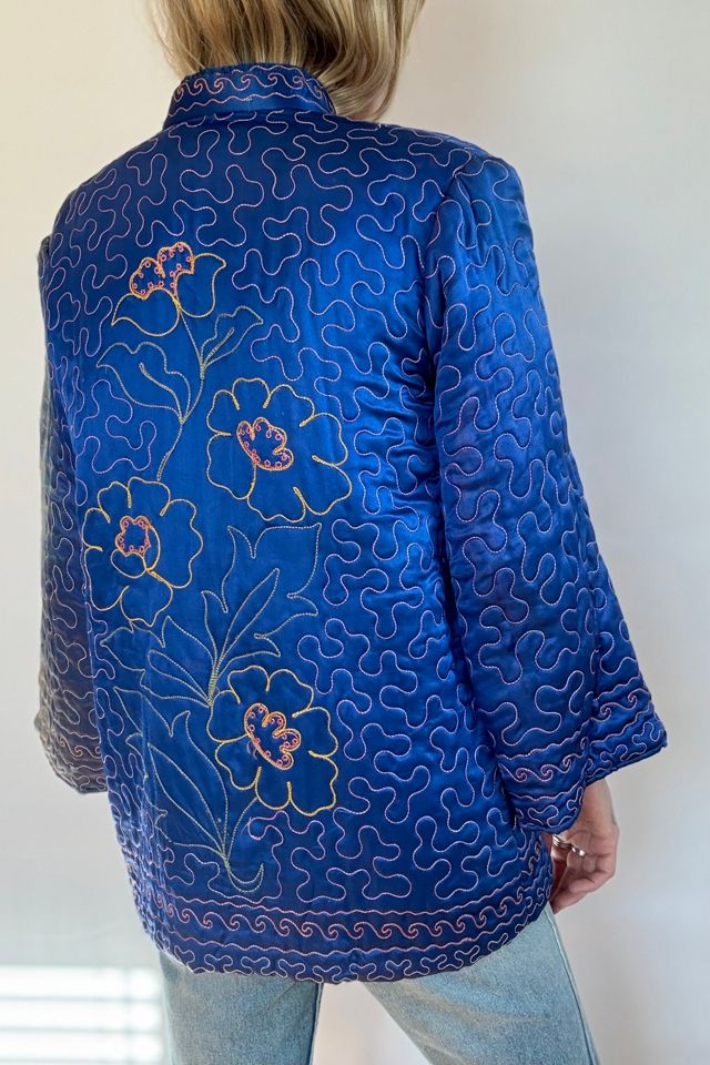 Vintage Blue Floral Quilted Jacket Selected by Wax Plant #1