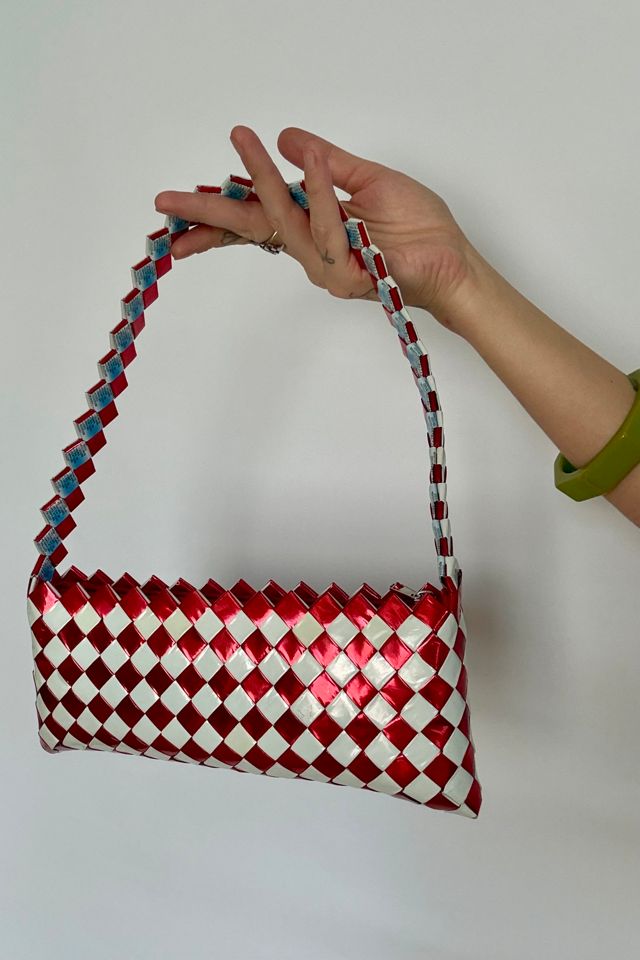 Red and White Woven Wrapper Bag Selected by Was Plant #1
