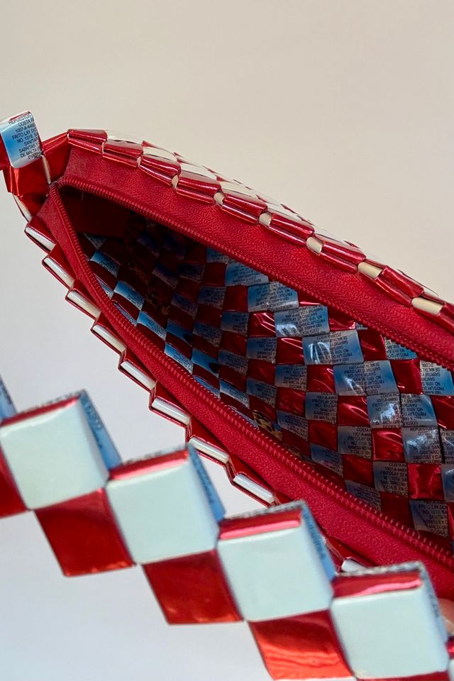 Red and White Woven Wrapper Bag Selected by Was Plant #3