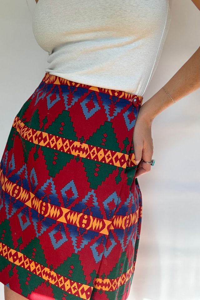 90's Southwest Print Wrap Skirt Selected by Wax Plant #1