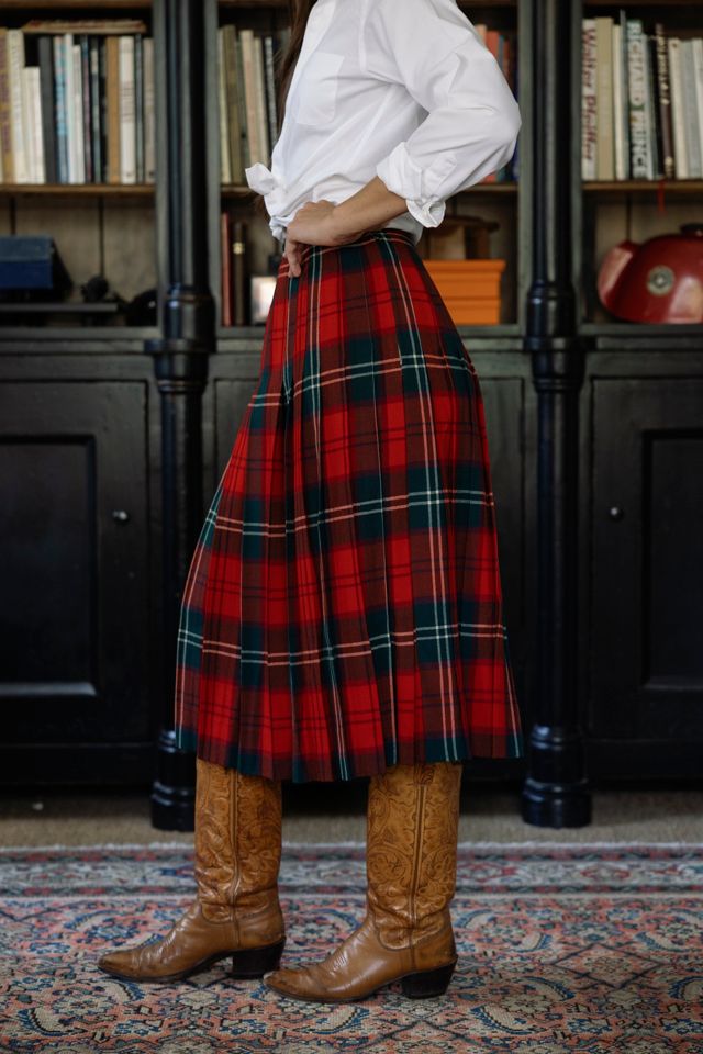 1970s Jaeger London Plaid Pleated Midi Skirt by Lauren Owen of Texas #1
