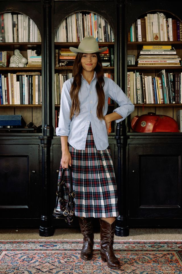 1980s Giorgio Sant'Angelo Plaid Wool Pleated Skirt by Lauren Owen of Texas #3