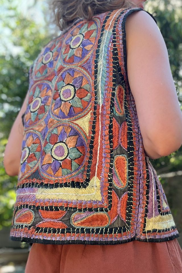 1960s Afghan Woven Silk Folk Vest - Selected by Market Vintage #2