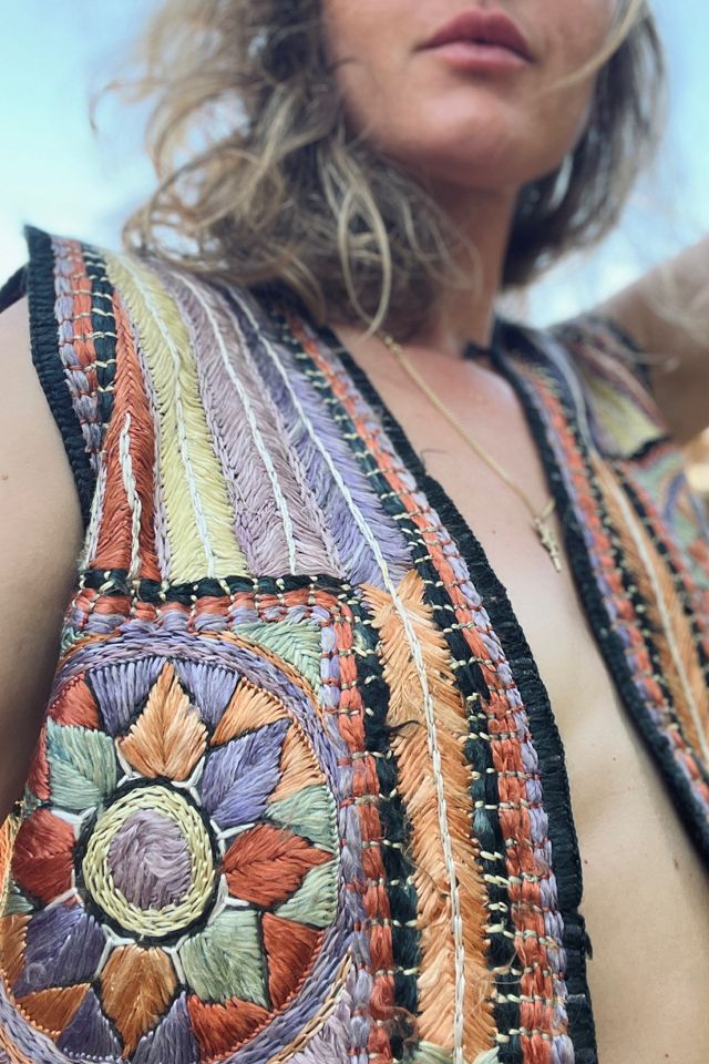 1960s Afghan Woven Silk Folk Vest - Selected by Market Vintage #3