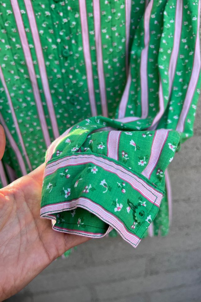 Vintage Cacharel Emerald Green Floral Pintuck Blouse - Selected by Market Vintage #3