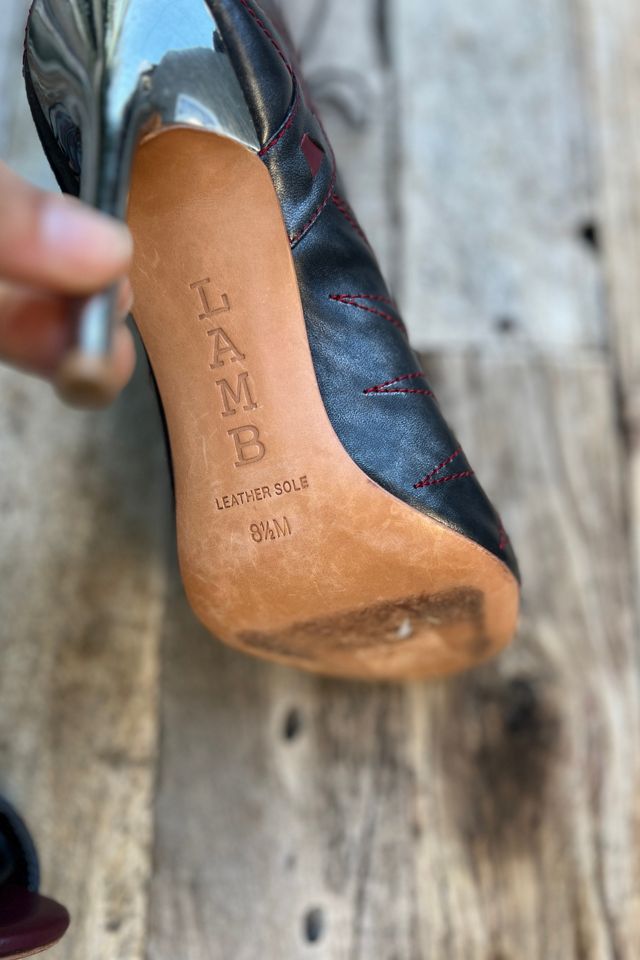 L.A.M.B. Black & Burgundy Lace-Up Stiletto Booties - Selected by Market Vintage #3