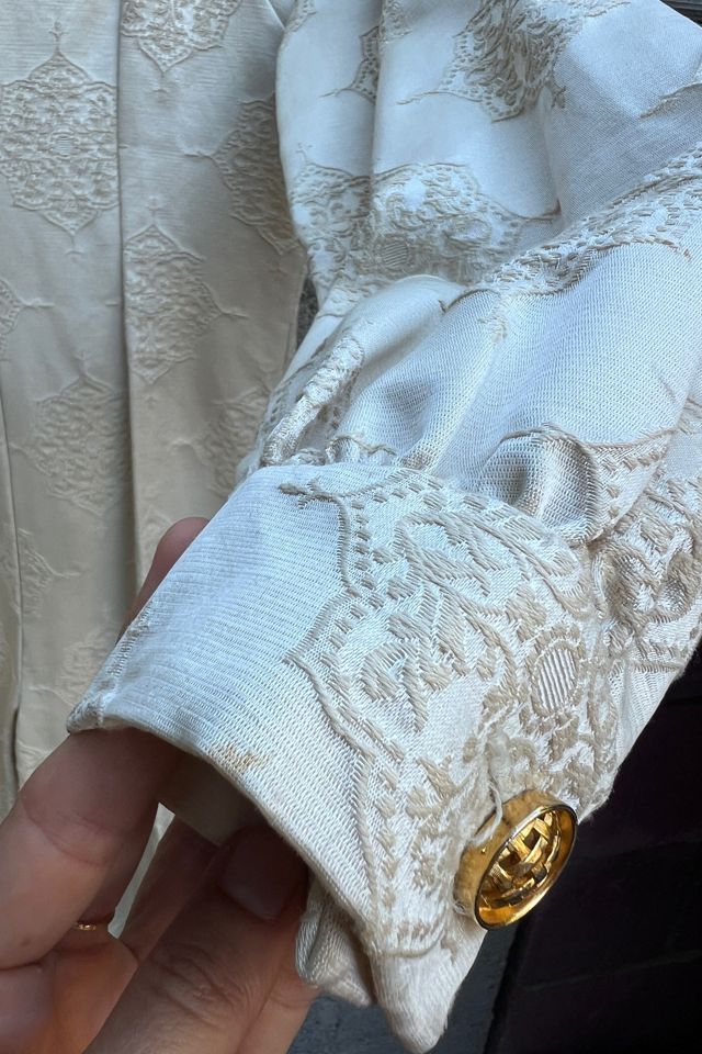 1960s Champagne Brocade Bishop Sleeve Jumpsuit - Selected by Market Vintage #3