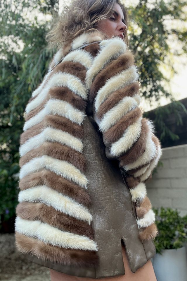 Vintage 1960s/70s Chevron Mink & Leather Jacket - Selected by Market Vintage #2