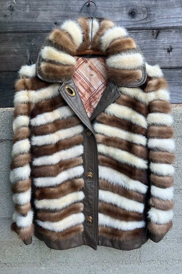 Vintage 1960s/70s Chevron Mink & Leather Jacket - Selected by Market Vintage #3