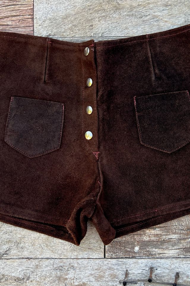 1960s Suede Hot Pants with Pink Contrast Stitching - Selected by Market Vintage #2