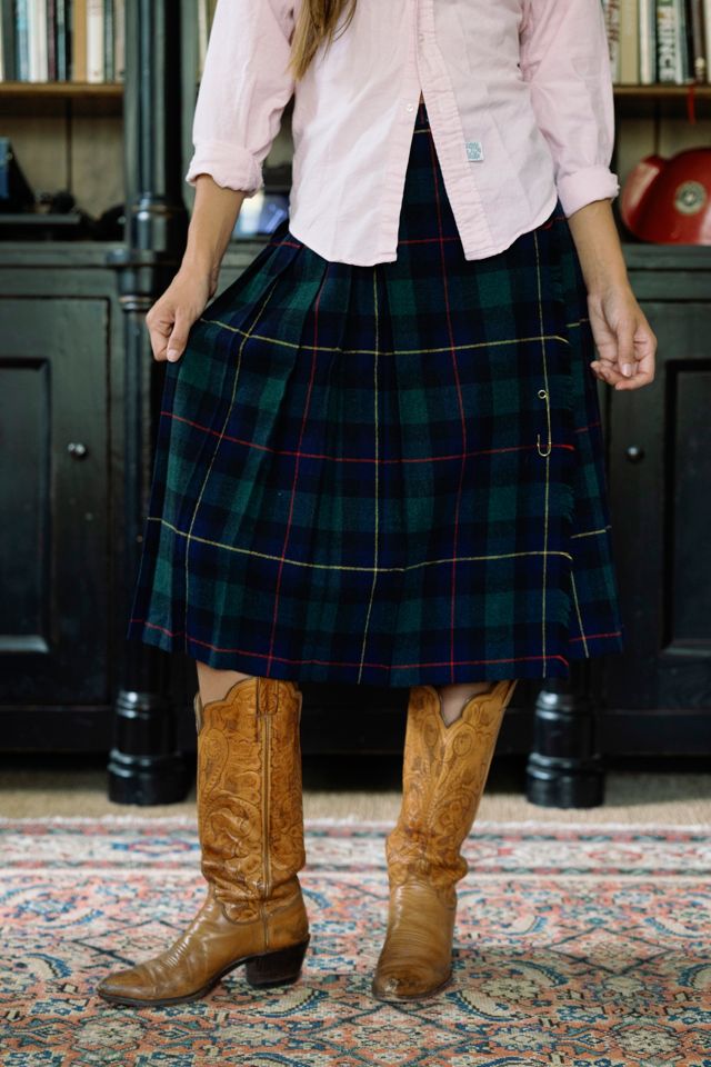 1970s Present Co. Plaid Kilt Midi Skirt by Lauren Owen of Texas #3