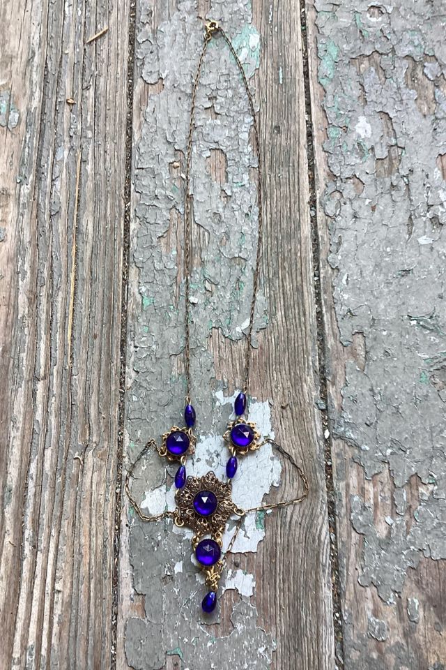 The 1960s Victorian Elegant Blue Drop Necklace Selected by Cherry #1